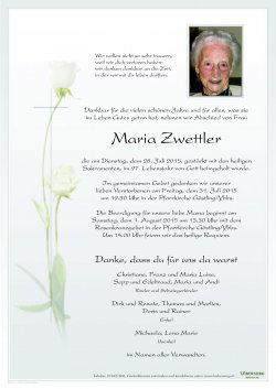 Parte von Maria Zwettler