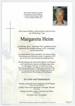 Parte von Margareta Heim