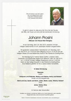 Parte von Johann Prosini