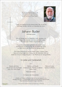 Parte von Johann Buder