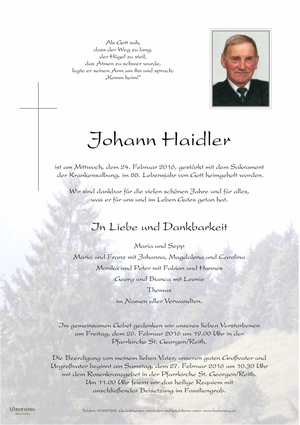 Parte von Johann Haidler
