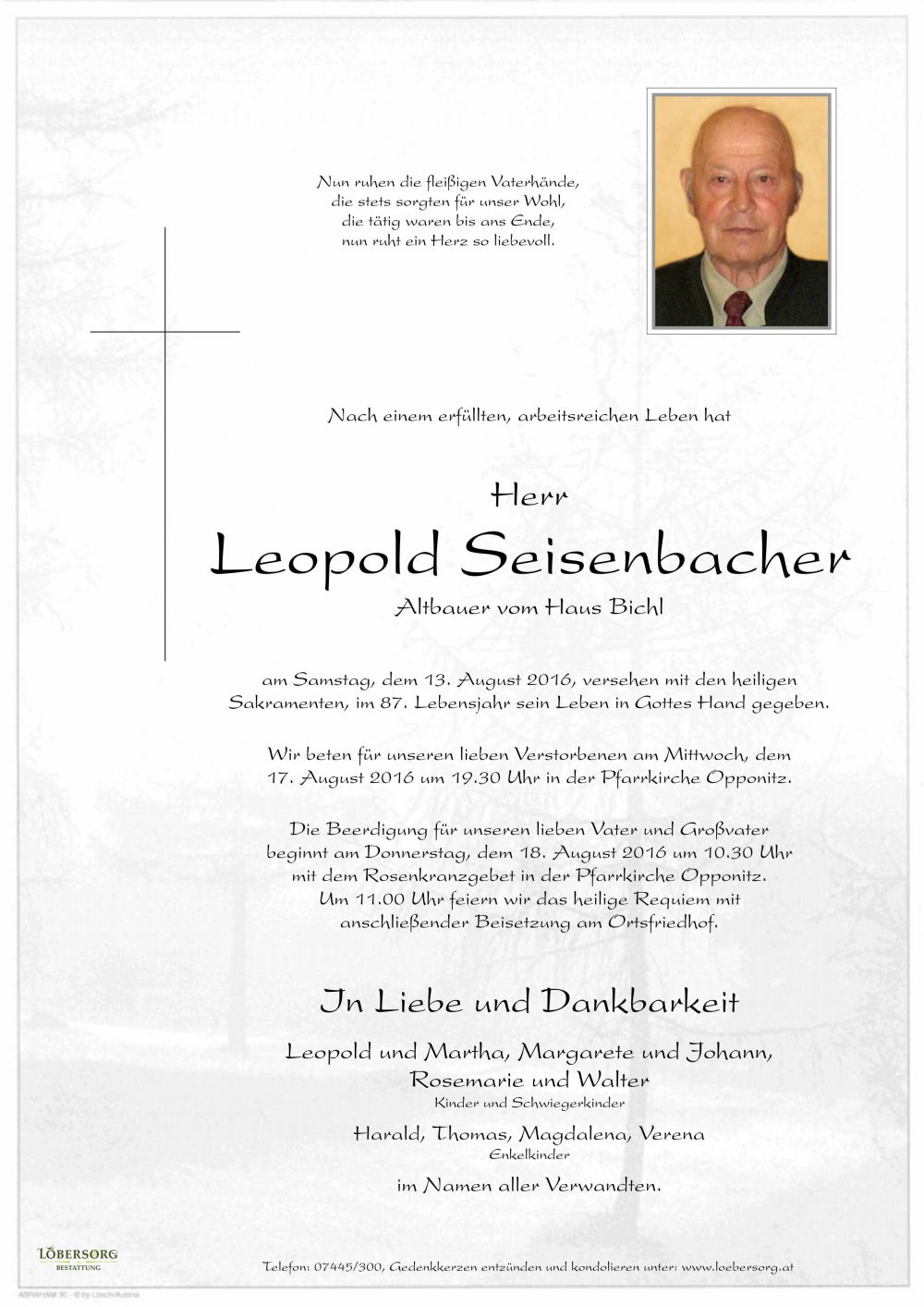 Parte von Leopold Seisenbacher