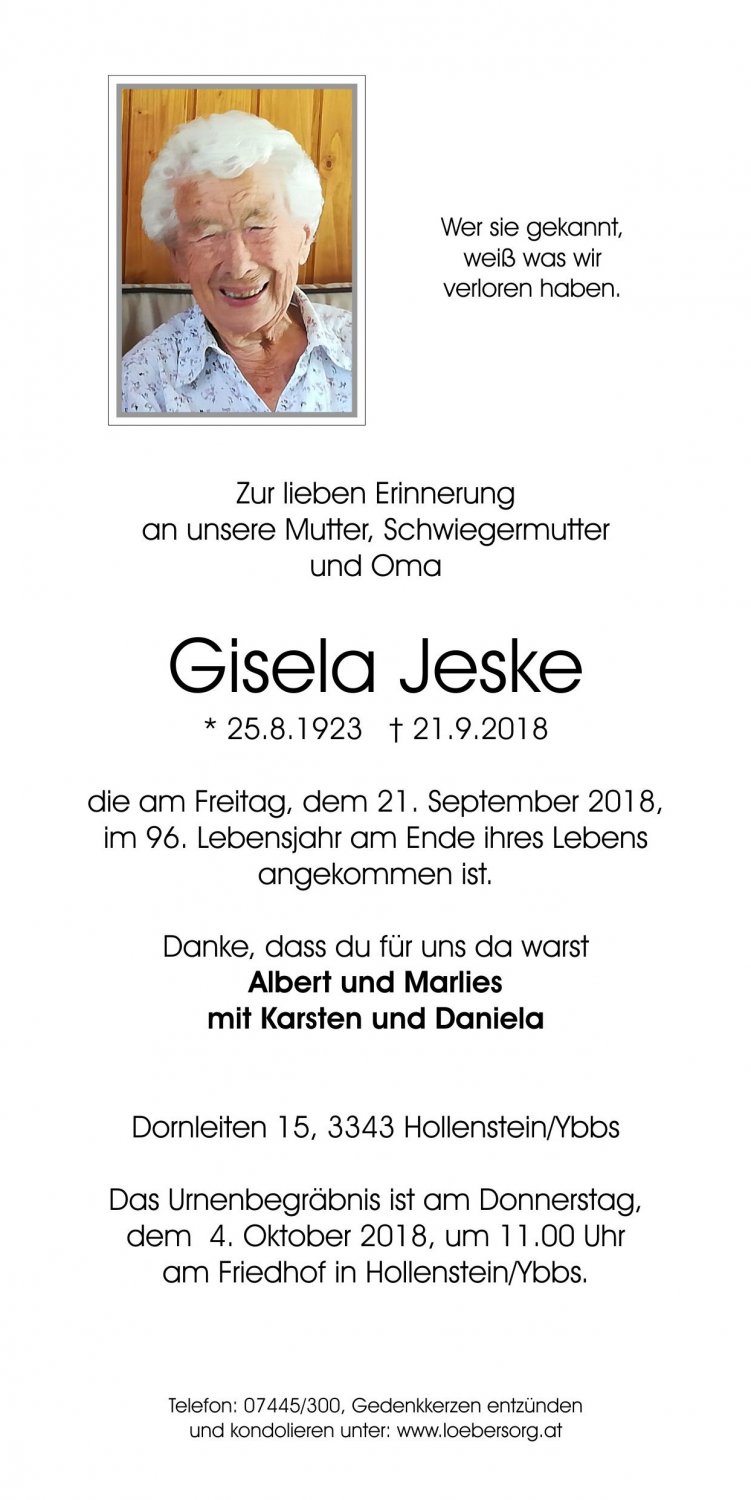 Parte von Gisela Jeske