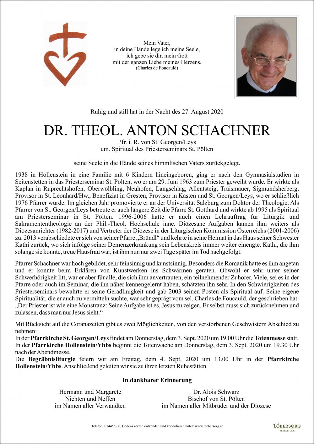 Parte von Dr. theol. Anton Schachner
