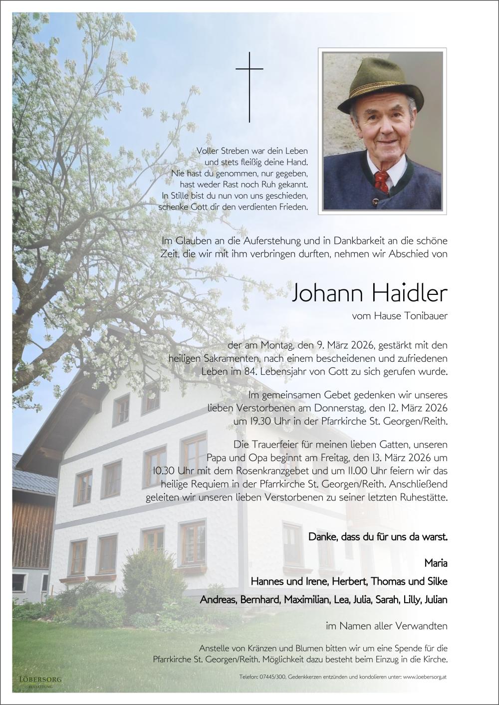 Parte von Johann Haidler